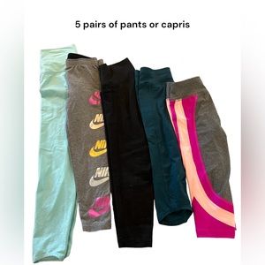 Girls size 6 Athletic pants, Shorts and sports tops